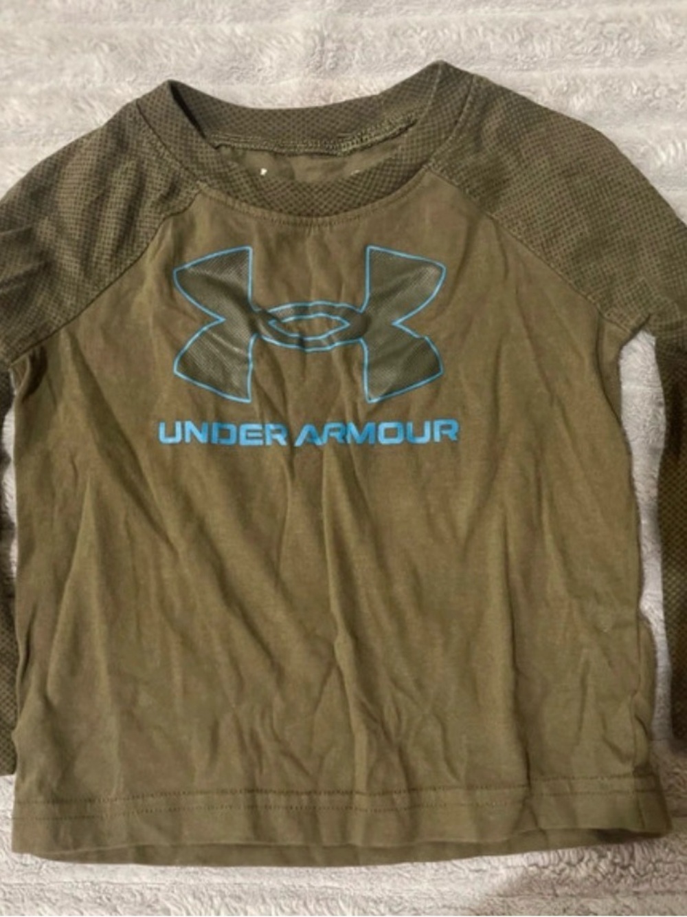 Under Armour Olive Green Long Sleeve Tee with Blue Logo